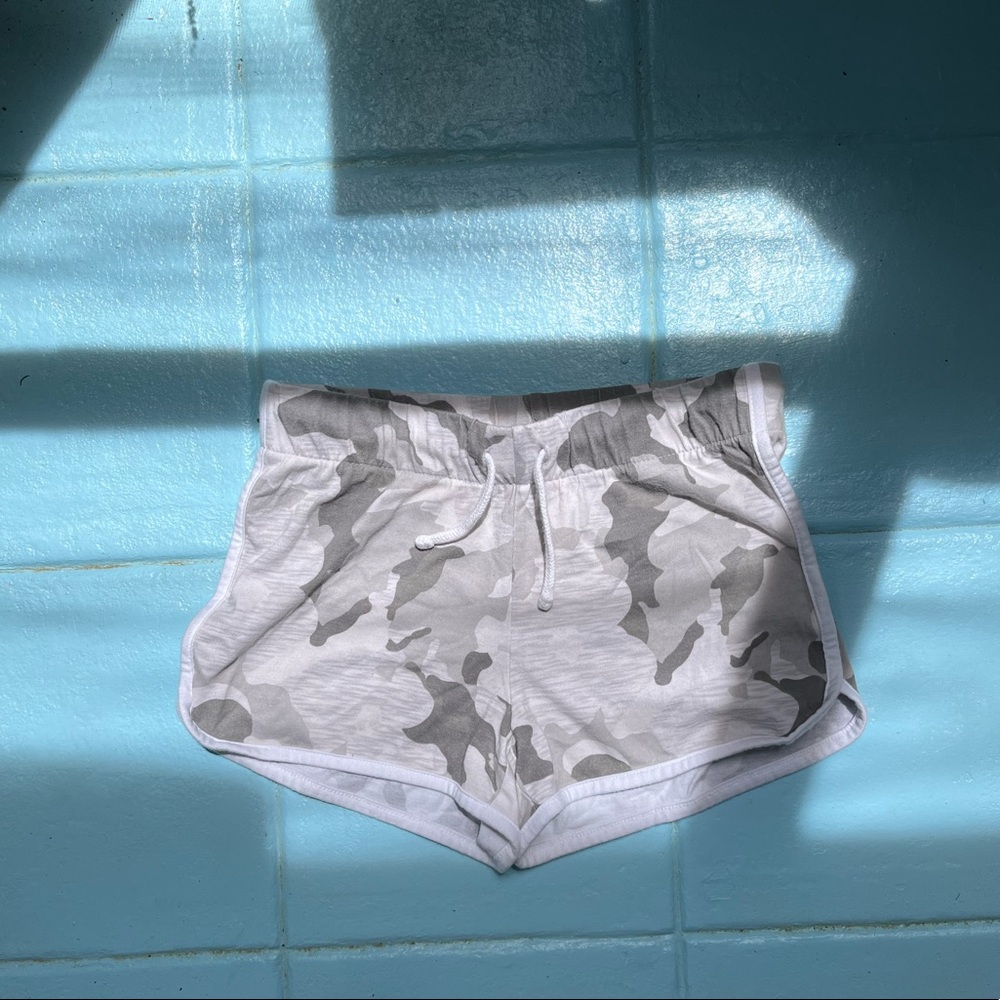 Girls Gray and White Camo Shorts